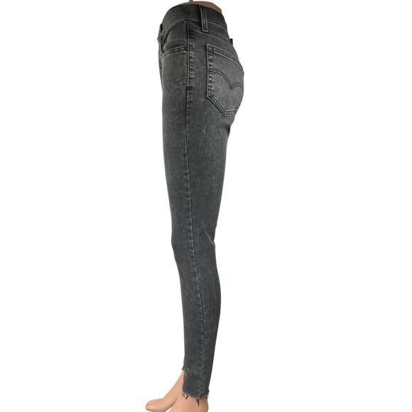 Levi's 720 High Rise Super Skinny Women's Black Raw Hem Denim Jeans Size 27 - Picture 2 of 5
